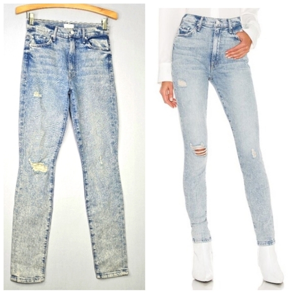 MOTHER Denim - Mother The Super Swooner High Rise Jean sz 26 Distressed Out With The Old Holes